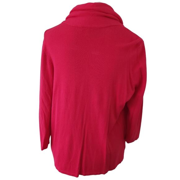 Talbots Open Cardigan Medium Petite Color is Raspberry Pink/Red, 3/4 Sleeves - Picture 3 of 6
